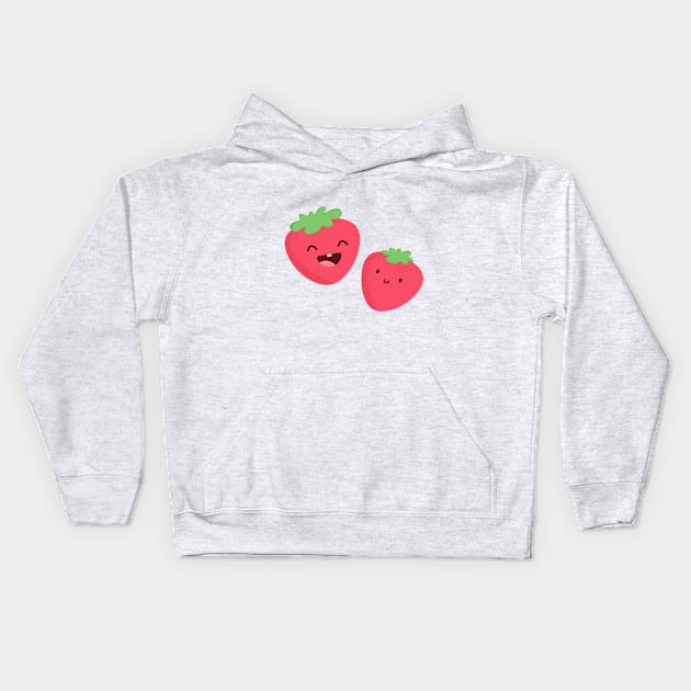 Happy Strawberries Kids Hoodie by cartoonbeing